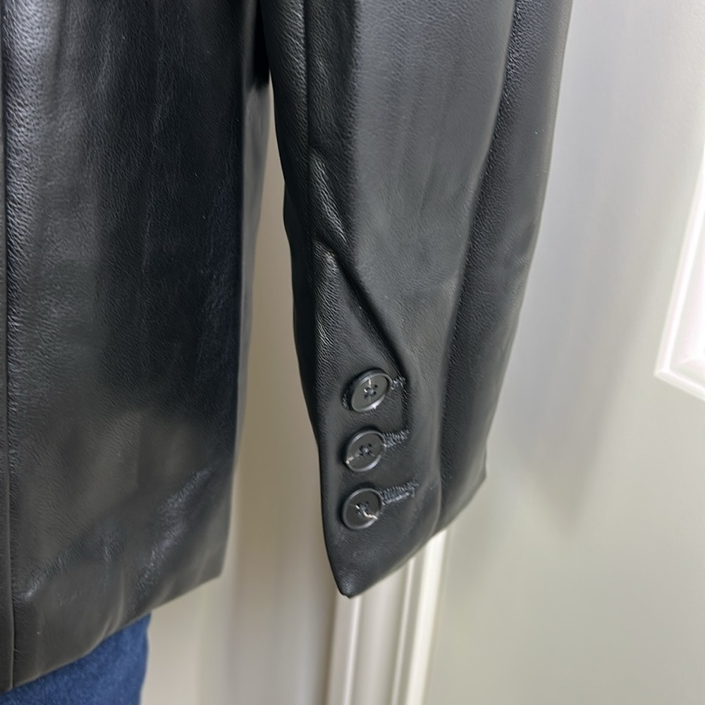 Endless Rose Faux Leather Blazer Black Oversized Jacket Lined Sz M NEW - Picture 8 of 14